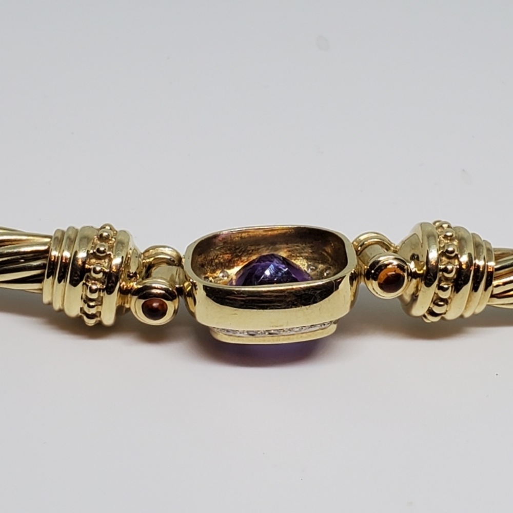 David yurman 14k Yellow gold diamond amethyst Necklace 100% Authentic - Picture 5 of 10